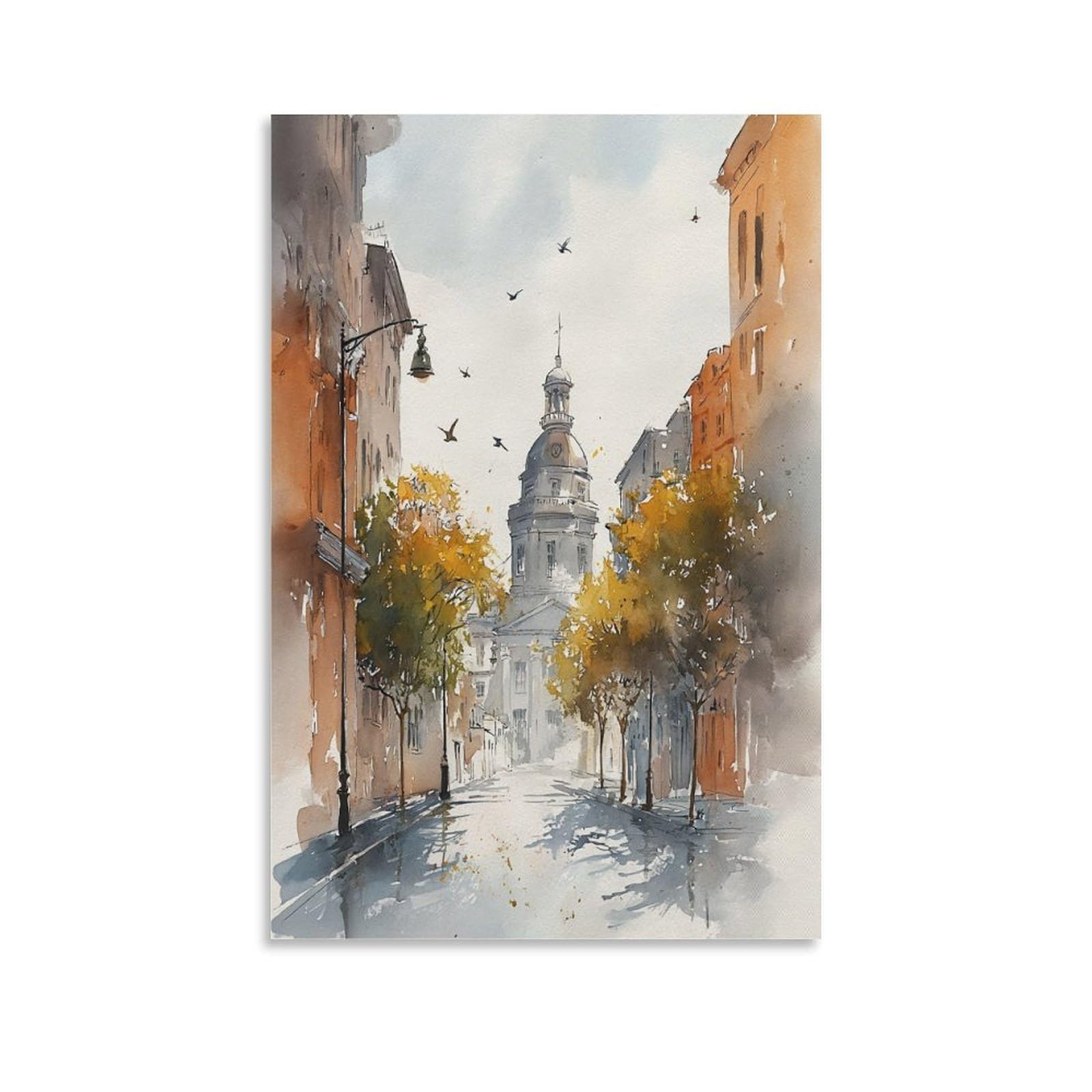 XWYMXZ New Orleans Louisiana 20x30inch(50x75cm) Vintage Travel Poster Watercolor Canvas Art