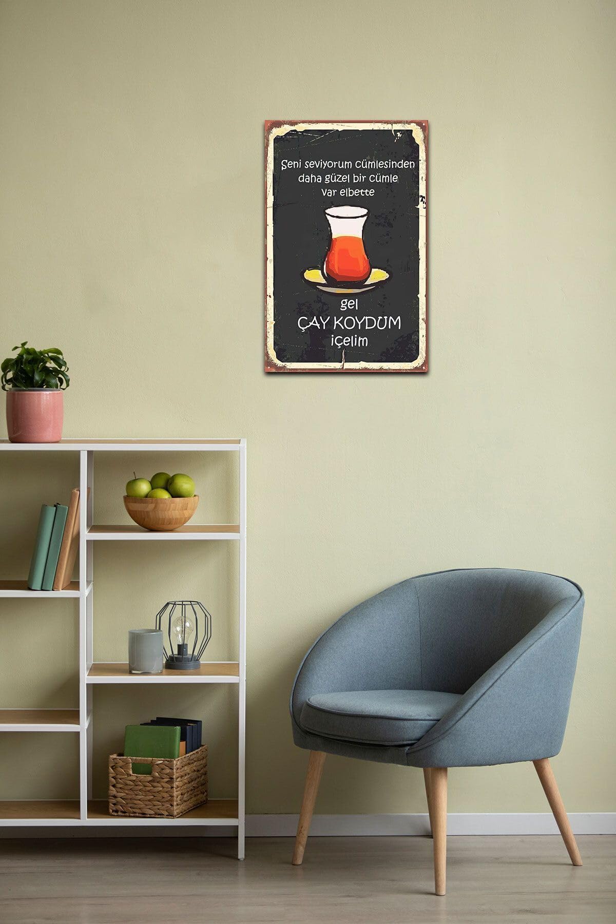 Dekolia Gel Çay Koydum Içelim Retro Vintage Drtr0002 Ahşap Mdf Tablo