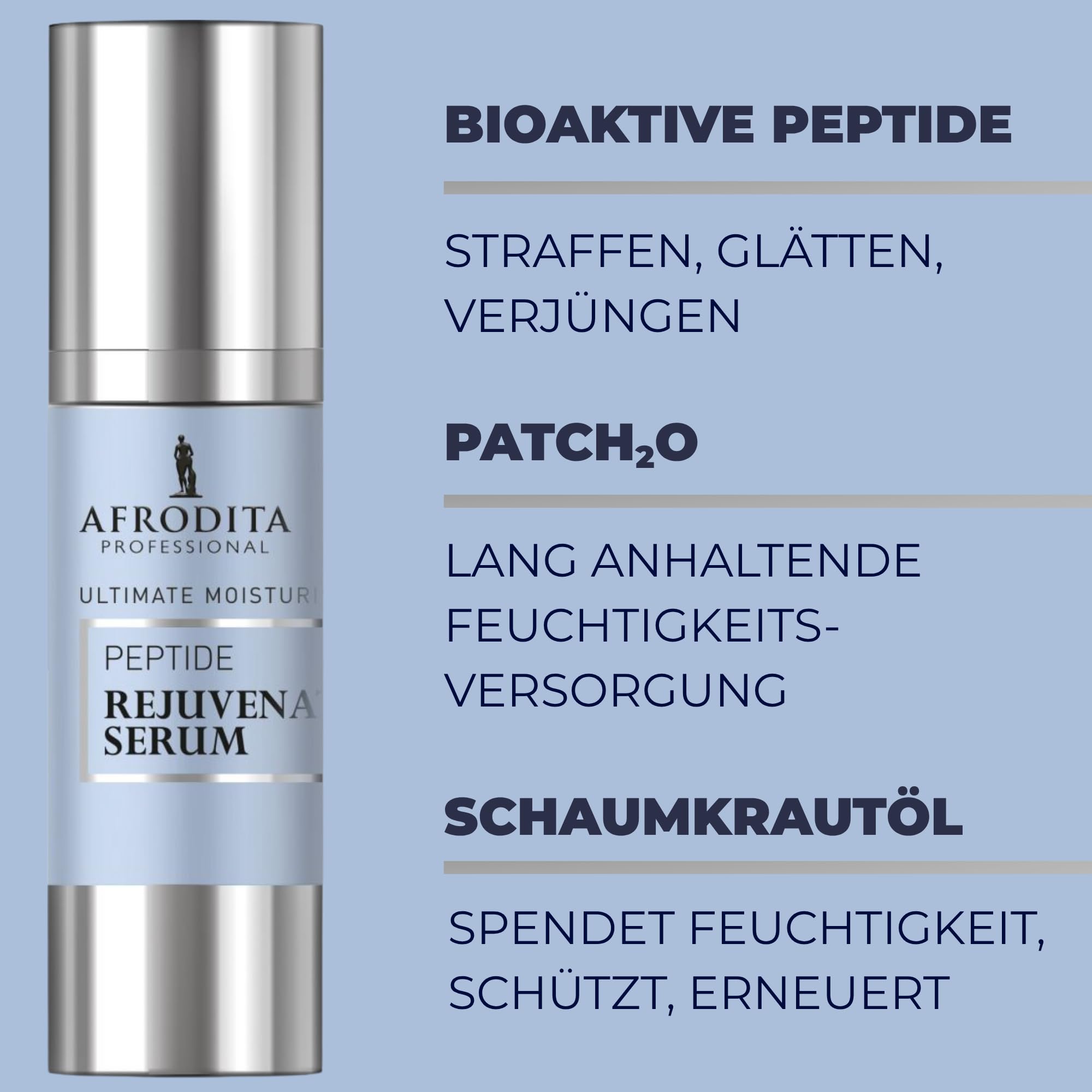 Afrodita Professional Perfect Code Peptid Verjüngungs-Serum, Intensiv feuchtigkeitsspendendes Anti-Aging Gesichtsserum mit bioaktiven Peptiden & PatchH2O, straffende Pflege gegen Falten, 30 ml