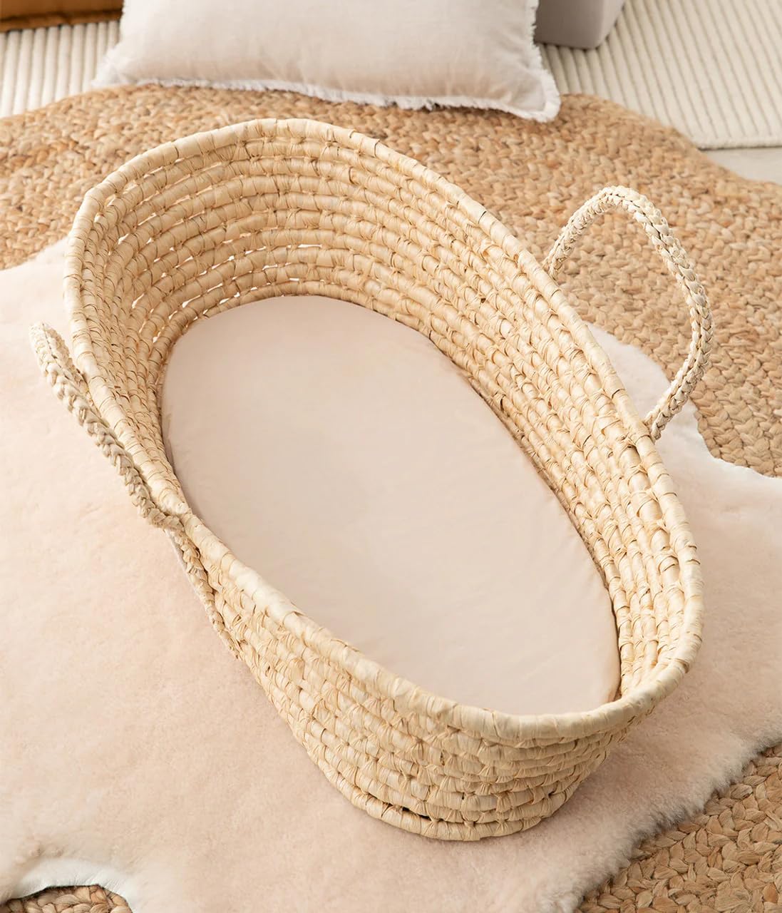 Love to Dream 2-in-1 Bassinet Sheet and Mattress Protector - Taupe, Bassinet/Basket - Image 2