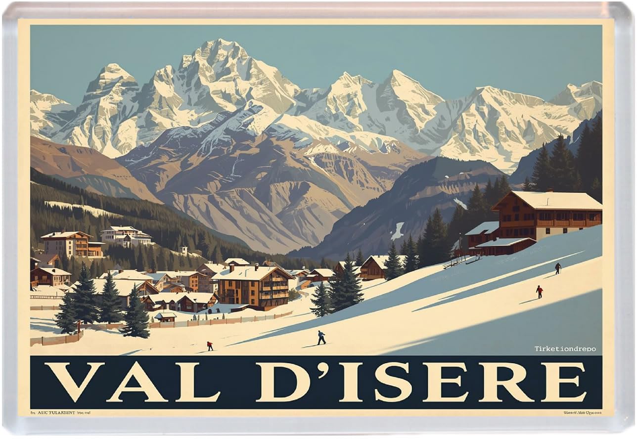 Baked Bean Store Multicolor Val D'isere - France - Jumbo Artistic Fridge Magnet 96 X 67Mm Bbsfhm3117