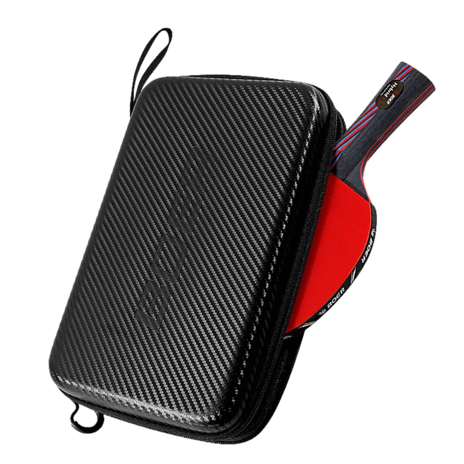 Hard Table Tennis Racket Case, Waterproof, Holds 2 Rackets & 7 Balls, Black, 29x19.5x5cm