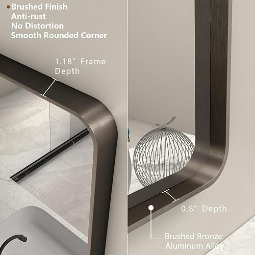 Miniatura 2 de CHARMOR Espejo de longitud completa de 65 x 22 pulgadas montado en la pared, espejo de baño rectangular grande plateado, espejo de piso, espejo de