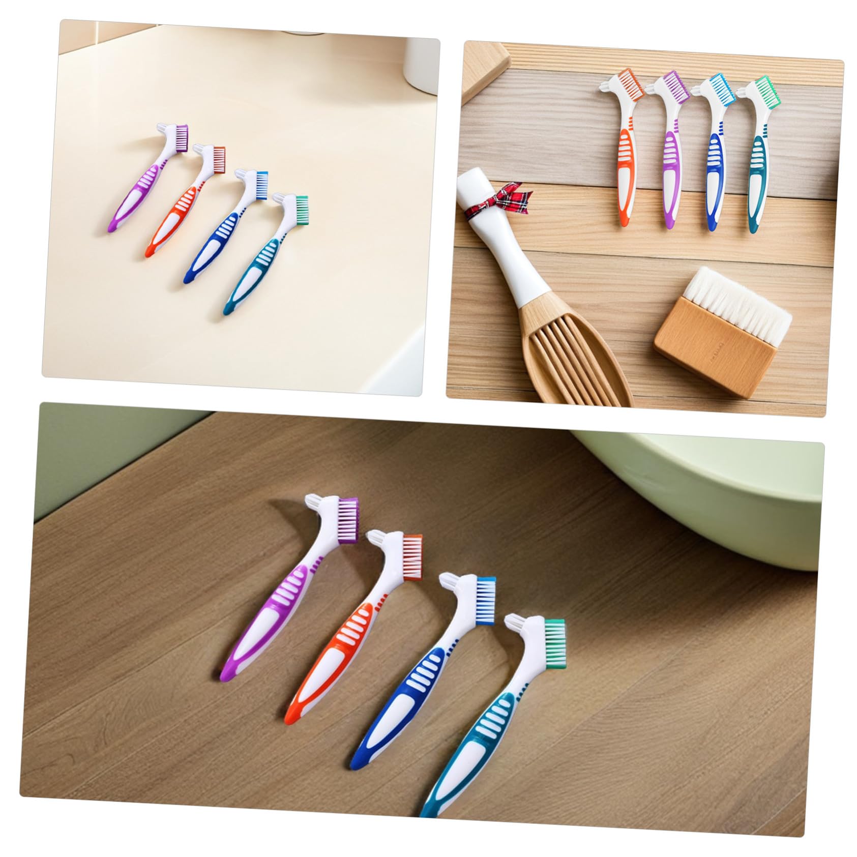 Hohopeti 12 Piezas Cepillo para Dientes Postizos Cepillo Doble Cara para Limpieza Profunda Prótesis Dental Ergonómico para Mayores y Aparatos Ortodónticos
