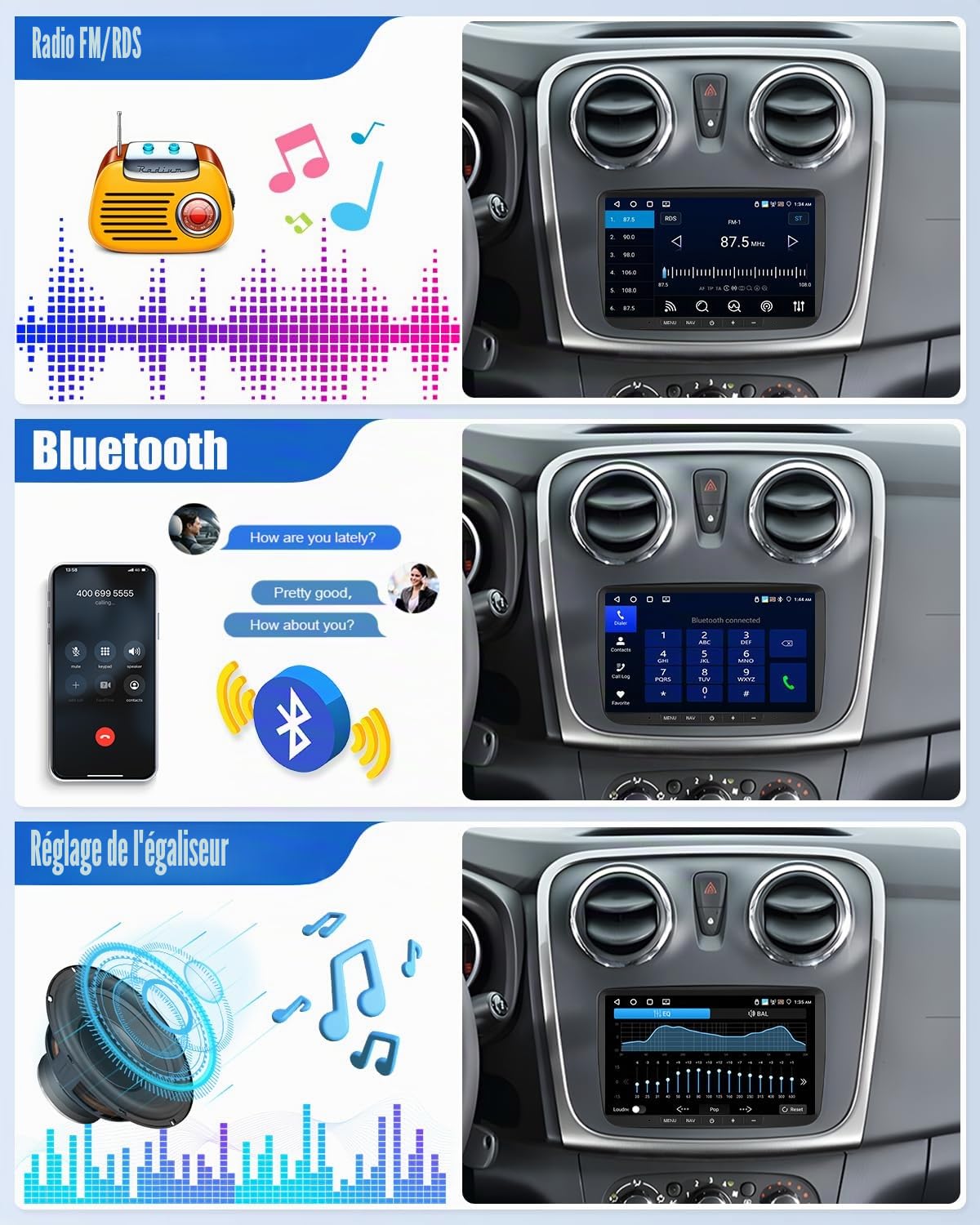 CAMECHO [4+64G] Android 15 Carplay Autoradio pour Renault Clio 4 2012-2018, Nav Wireless Carplay Android Auto, 10" Ecran Tactile 2 Din Radio Bluetooth WiFi FM/RDS EQ +Caméra de Recul