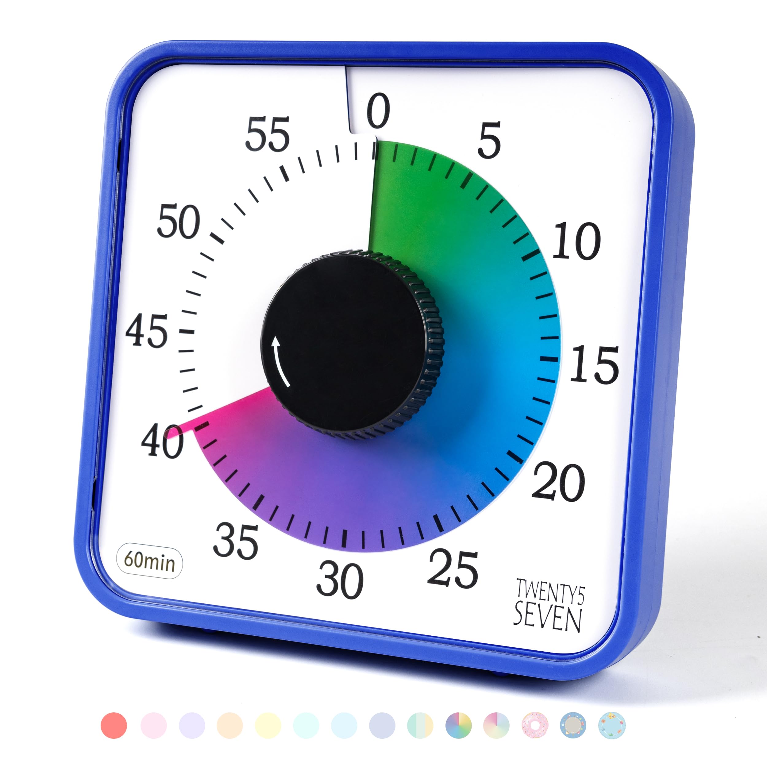 19CM Visual Timer, 1 Hour Countdown Timer, Kitchen Timer, Loud Alarm Sound 60 Minutes, for Classroom Teaching Homework Games Cooking Office Meeting, Colorful and Navy Blue