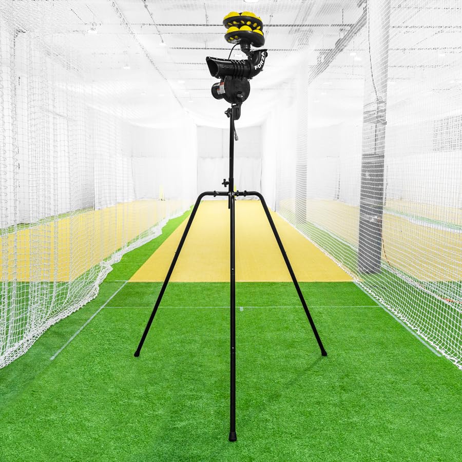 FORZA V55 Cricket Bowling Machine | Up to 55mph Speeds, Automatic 12-Ball Feeder, Portable Design – Ideal for Cricket Training (Lite 60g (12 Pack), Mains & Battery Cable (No Battery))