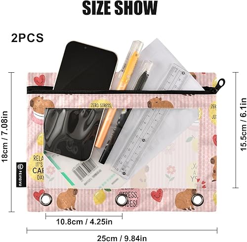 Miniatura 9 de Emelivor Estuche para lápices de neumáticos Monster Truck para carpeta de 3 anillas, paquete de 2 bolsas de gran capacidad con cremallera, estuche