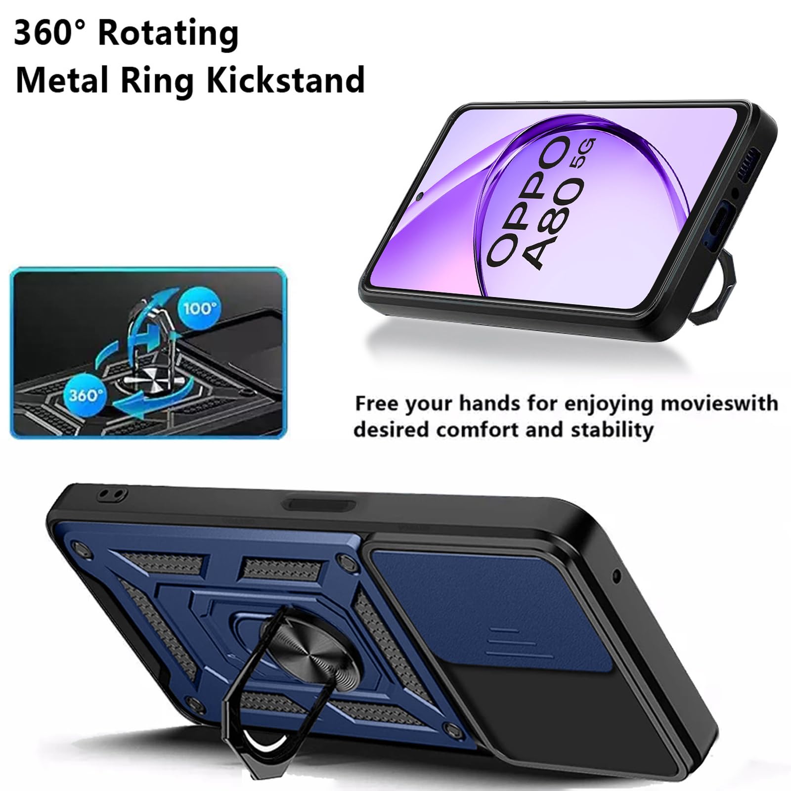 Funda Para Motorola Moto G86 5G Con Protector De Pantalla - Antiarañazos, Soporte 360°, Cubierta De Cámara Deslizante