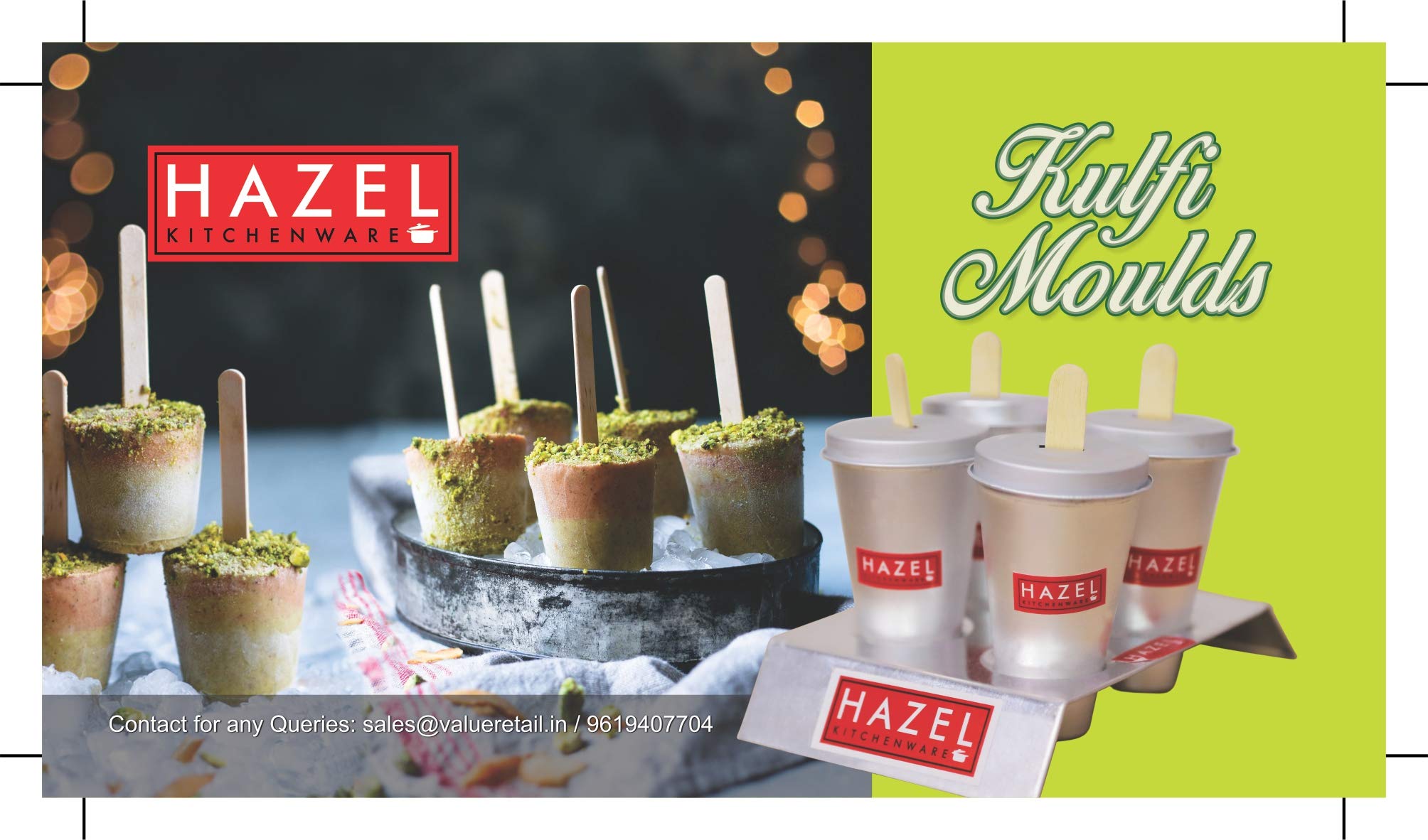 HAZEL Aluminium Kulfi Mould I Kulfi Moulds Set of 4 with Tray & 12 Ice