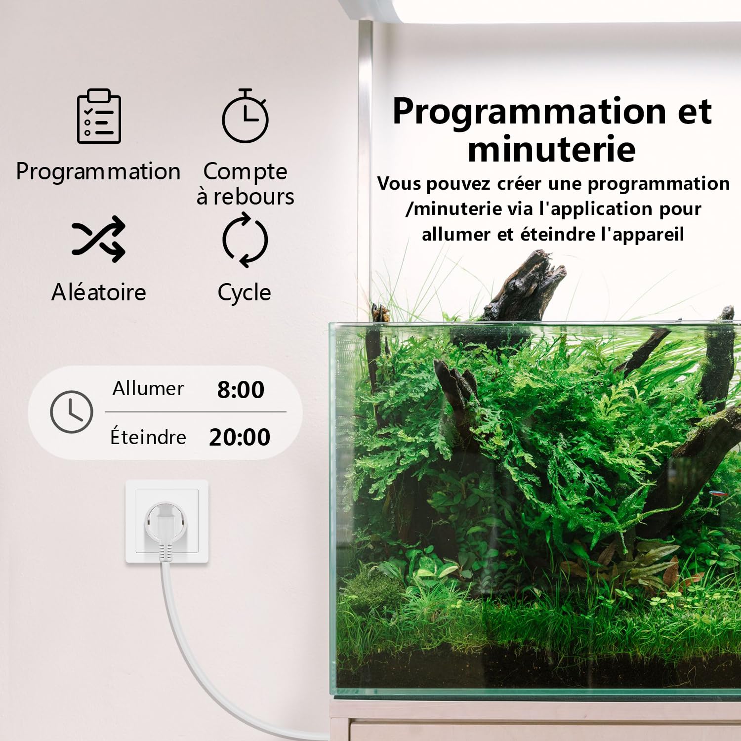 KETOTEK Mini Prise Connectée WiFi, Mesure de Consommation Électrique, Prise intelligente compatible avec Alexa, Google Assistant, APP Contrôle, Horaires et Minuterie