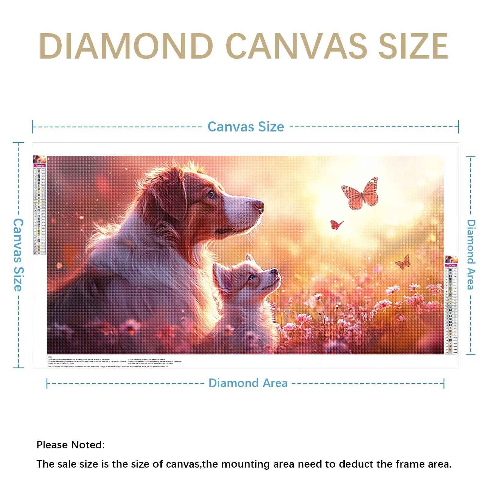 Diamond Painting Adultos Perro Pintura Diamante, Flor Diamond Painting 5D Completo, DIY Cuadrado Cristal Bordado Punto de Cruz Cuadros de Diamantes para Decoracion Hogar, Regalo Mujer 160x80cm 0J-6