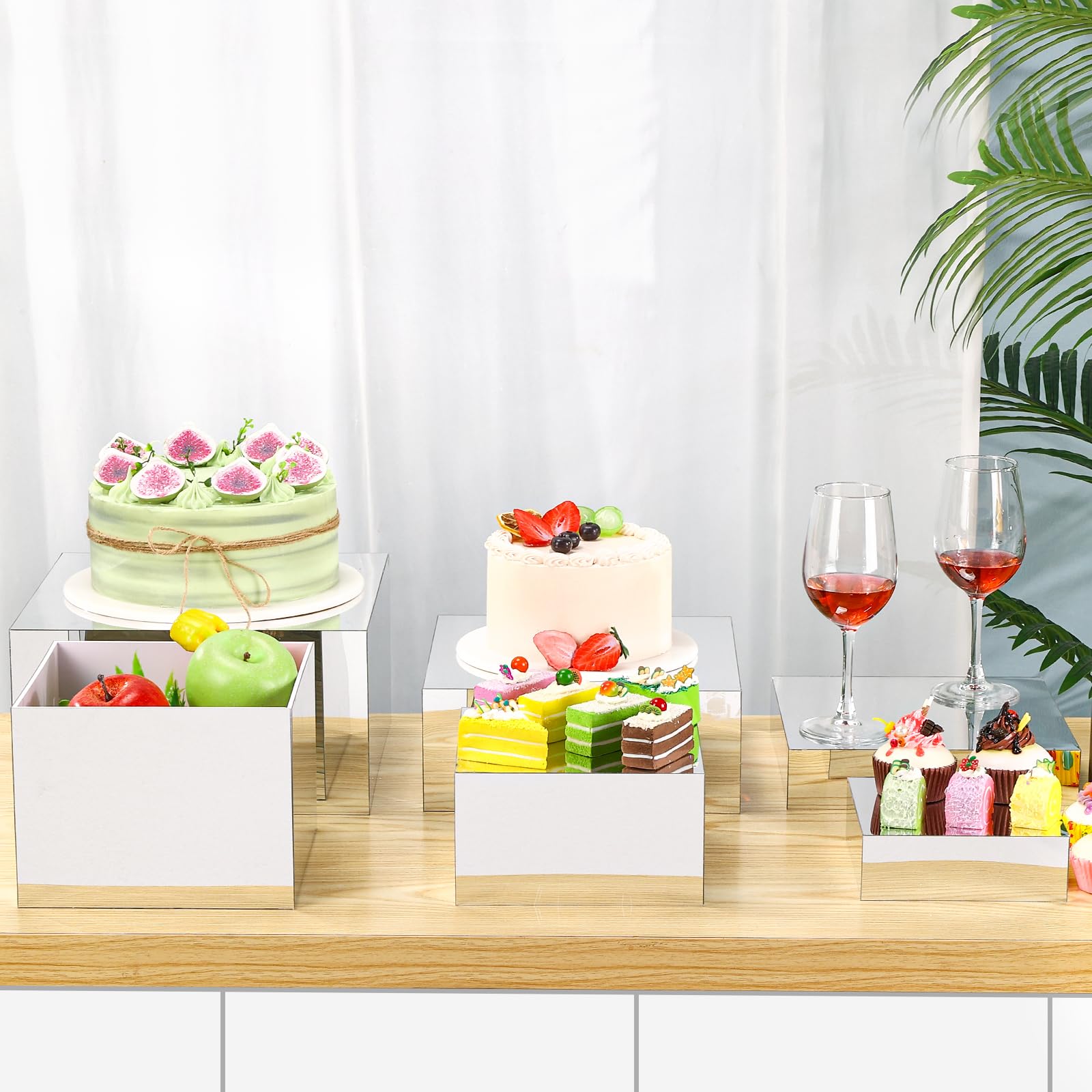Lot De 6 Rehausseurs Alimentaires En Acrylique Blanc - Cubes Et Cylindres Gigognes - Pour Table Buffet, Présentation Boutique, Décoration - Tailles Variables (Max 20x20x15 Cm)