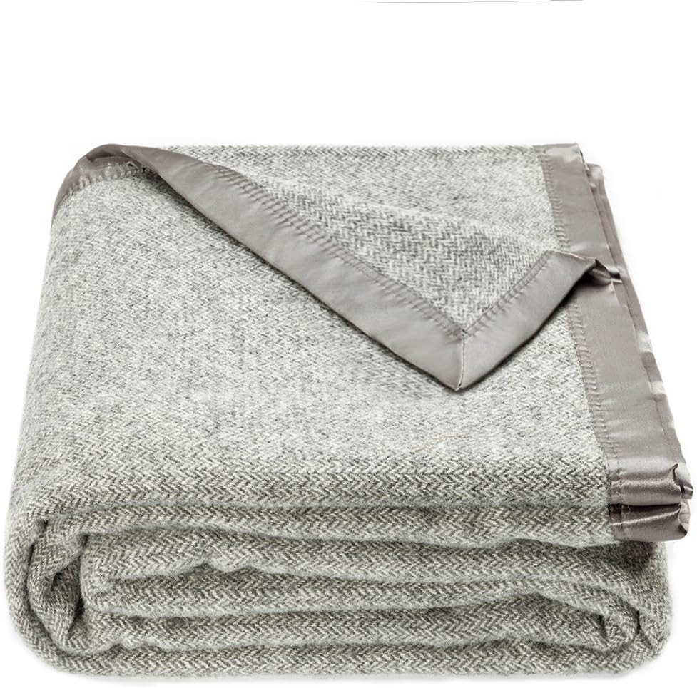 Grey Herringbone Wool Throw Blanket for Queen Bed Tunisia Ubuy