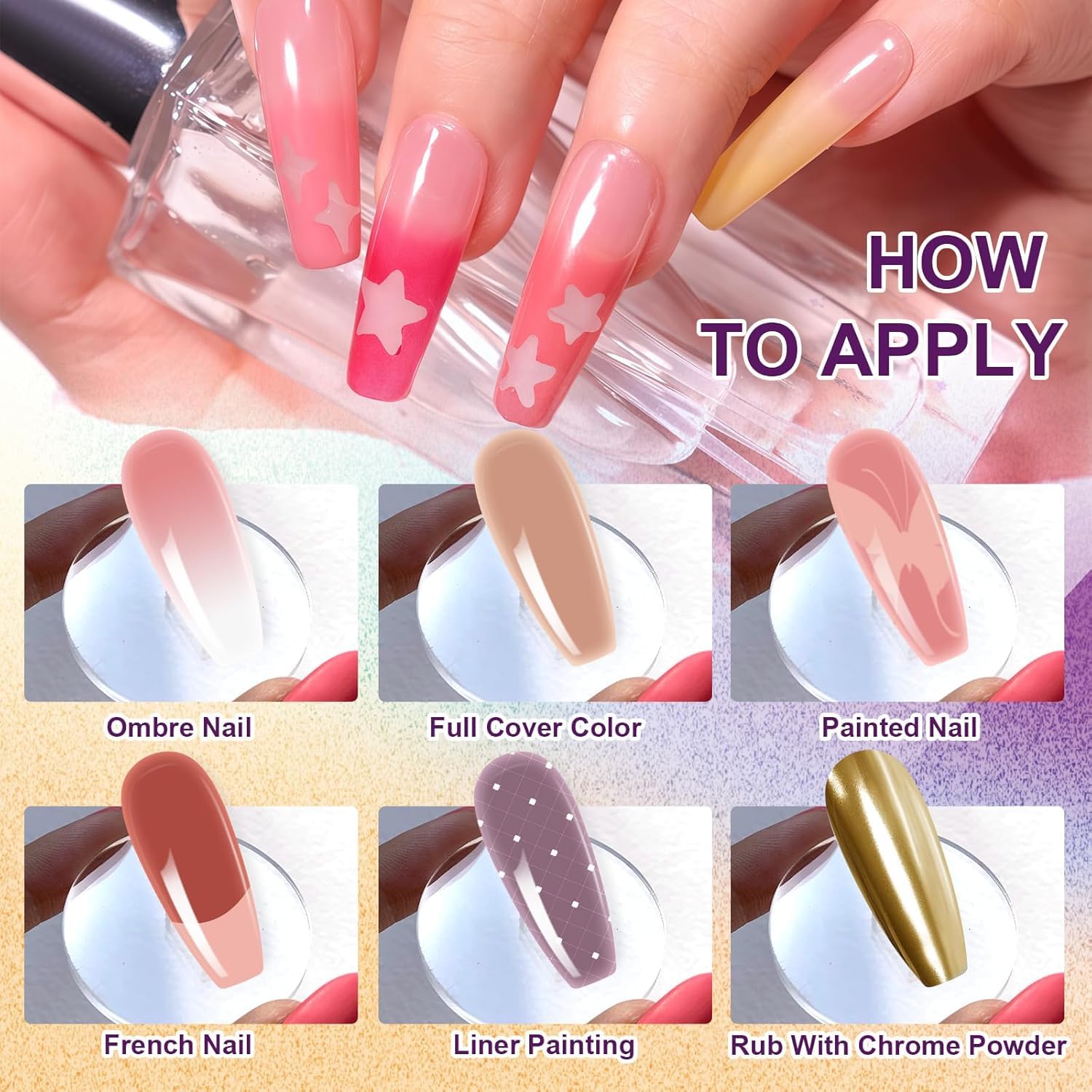 THR3E STROKES Solid Cream GelPolish Set, 9 Colors Pudding Gel Nail Polish Palette with Nail Brush, Nude Pink Orange Red Solid Gel Polish Nail Art Kit Soak Off Portable Gift for Girls/Friend DIY Home (F) 3