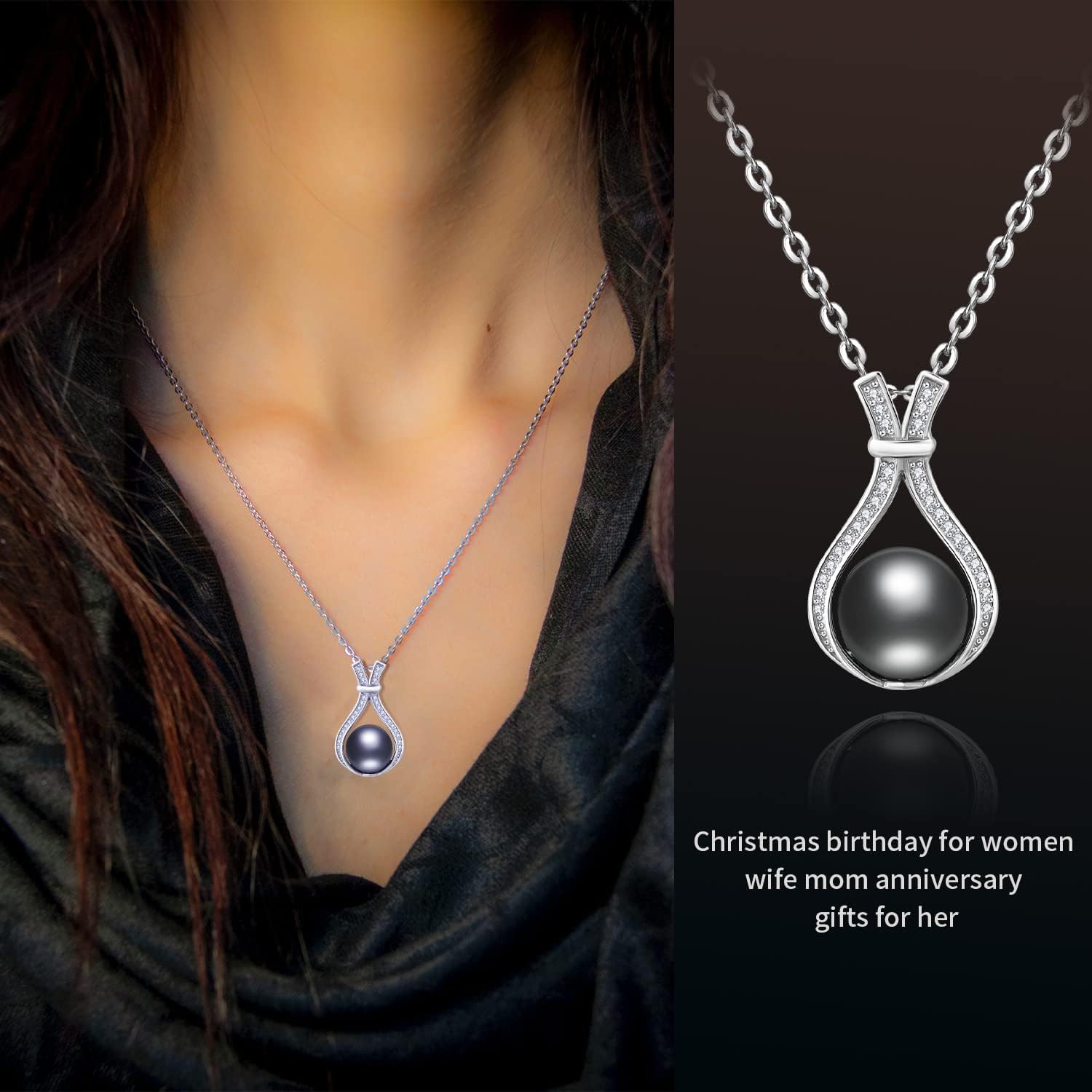 Gifts for Wife-Wedding-Anniversary-Tahitian-Black-Pearl-Necklace for Women Birthday -Jewelry for Her Girlfriend Valentines Day Mothers Day -Gifts for Mom Anniversary Christmas for Her - Image 3