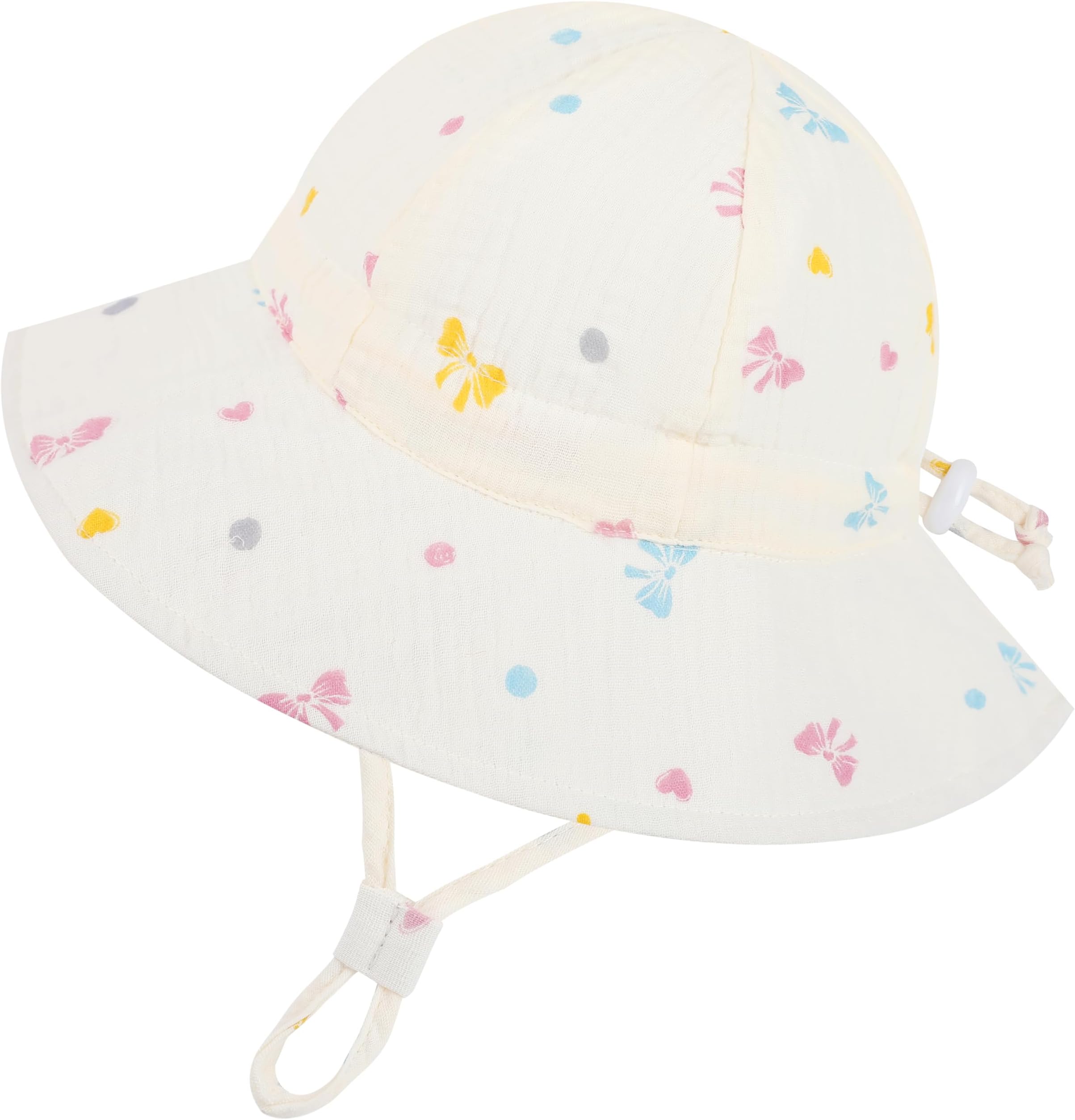Baby Adjustable Sun Hat, Infant Wide Brim Bucket Hat with Strap, Summer Outdoor Fisherman Caps for Boys Girls