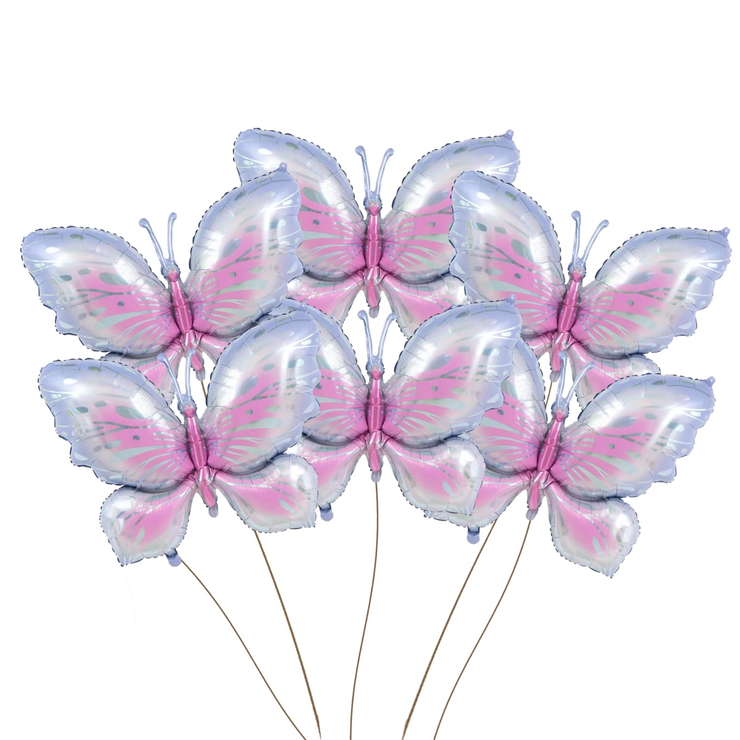 Finypa Pink Butterfly Balloons - 6 Piece 40" Pink & Purple Butterfly Foil Mylar Balloons for Baby Shower & Party Decorations