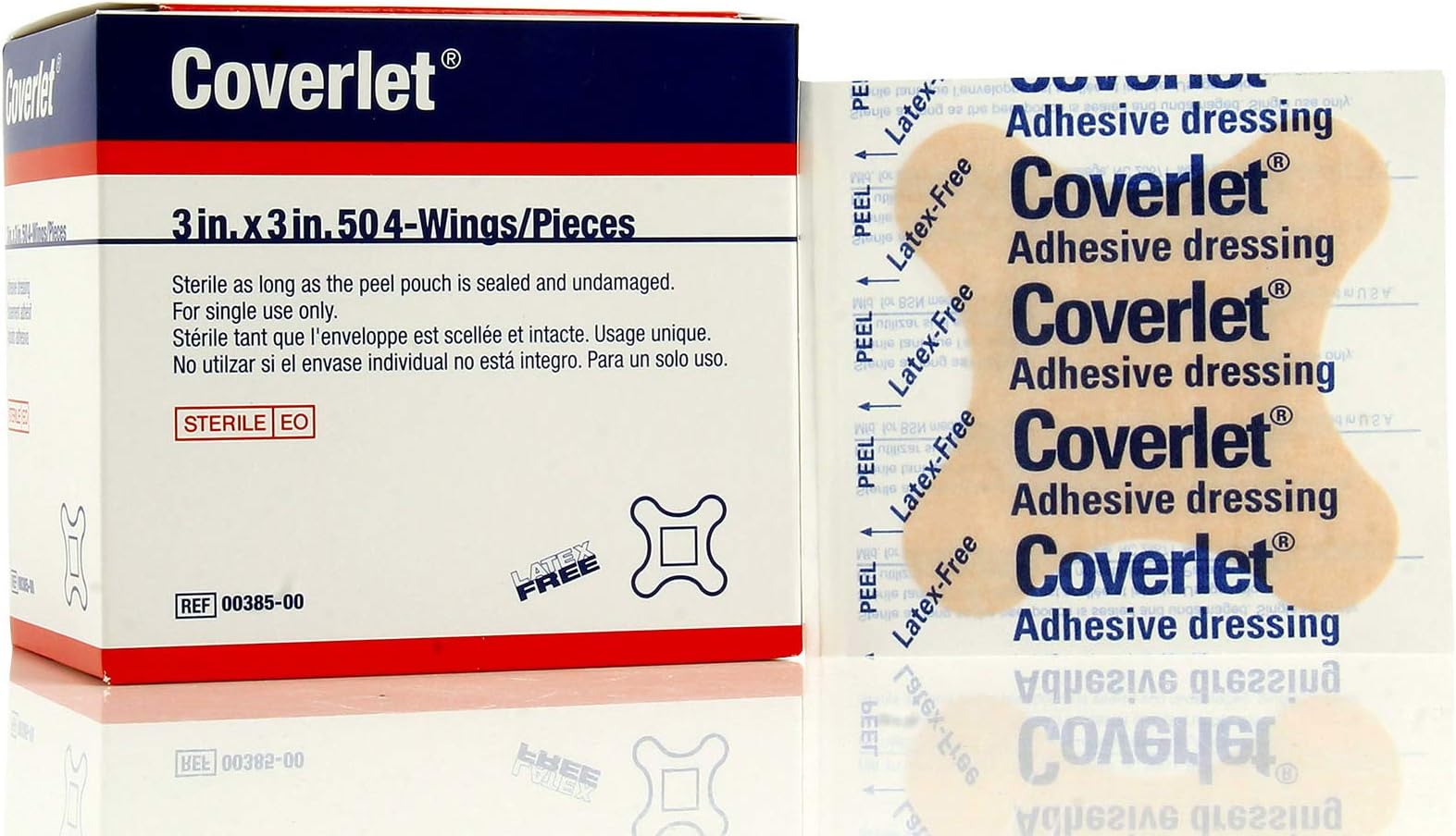Coverlet 3" x 3" - 4 Wing Adhesive Bandage - Box of 50