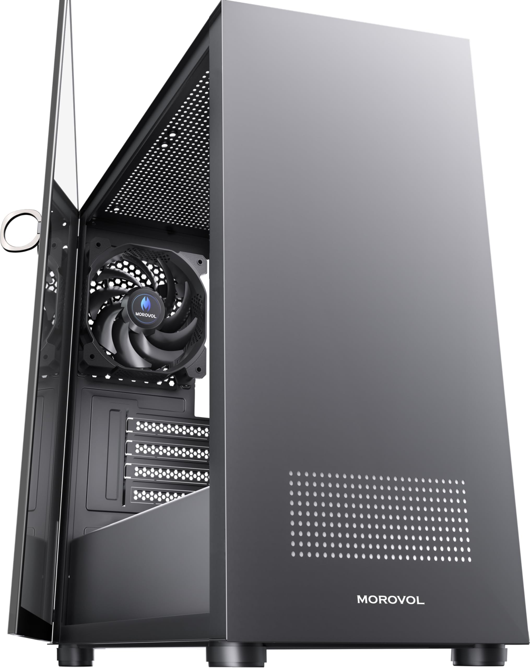 Amazon.com: MOROVOL MATX PC Case,270° Panoramic Tempered Glass Panel ...