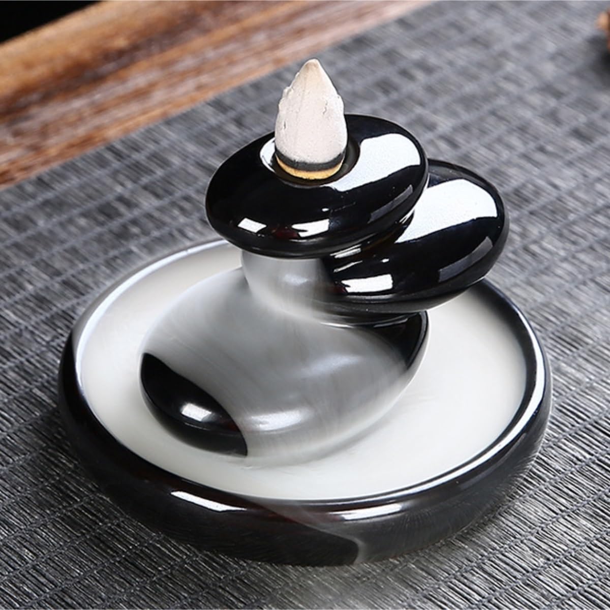 Räucherstäbchen Räuchergefäß Halter Rückfluss-Räucherstäbchenhalter, Heimdekoration, Rückfluss-Räuchergefäß Zuhause Büro Yoga(Black)