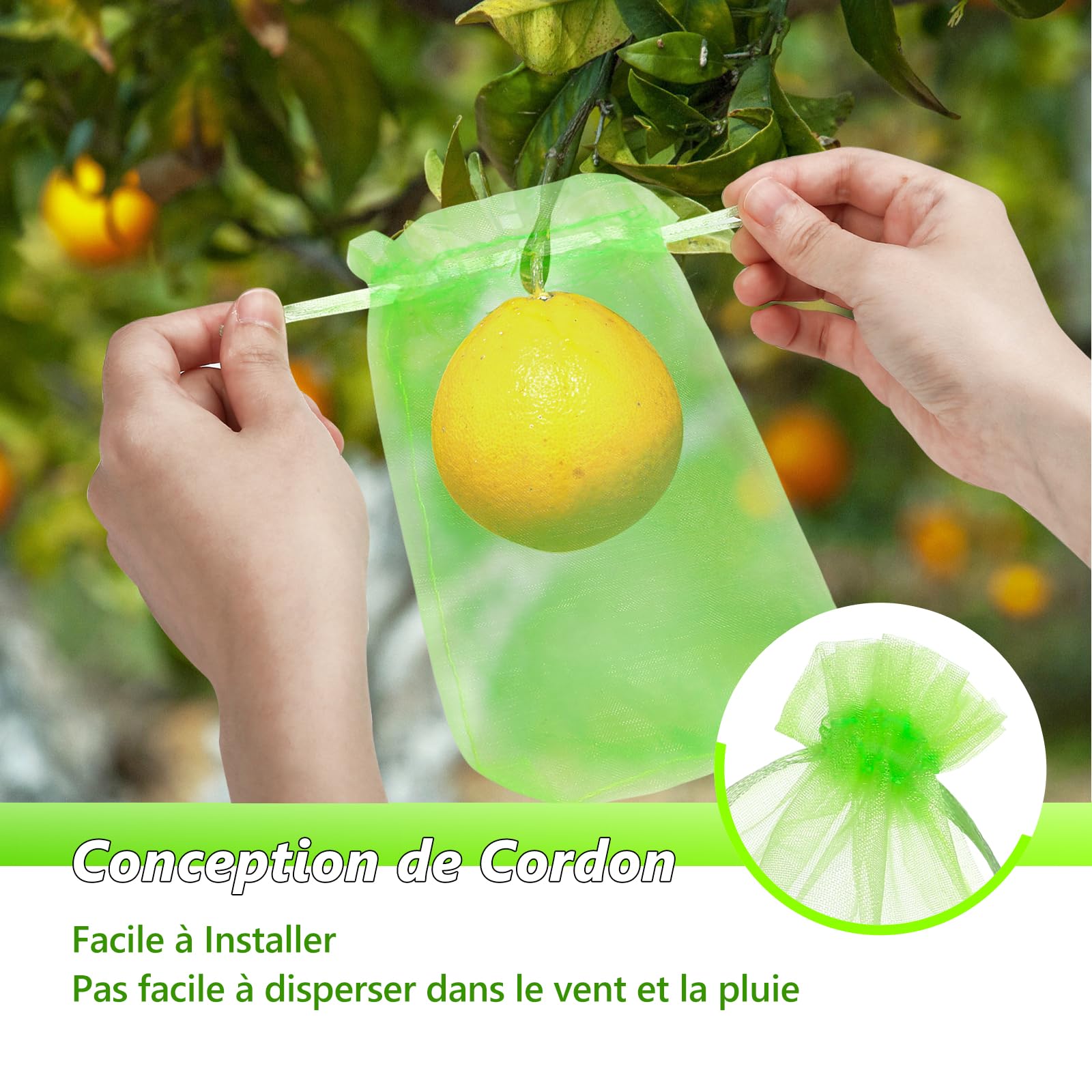 Sac de Raisin Net 15x20cm Filet Anti-Insectes Réutilisable 50pcs Protection Fruits Légumes Jardin