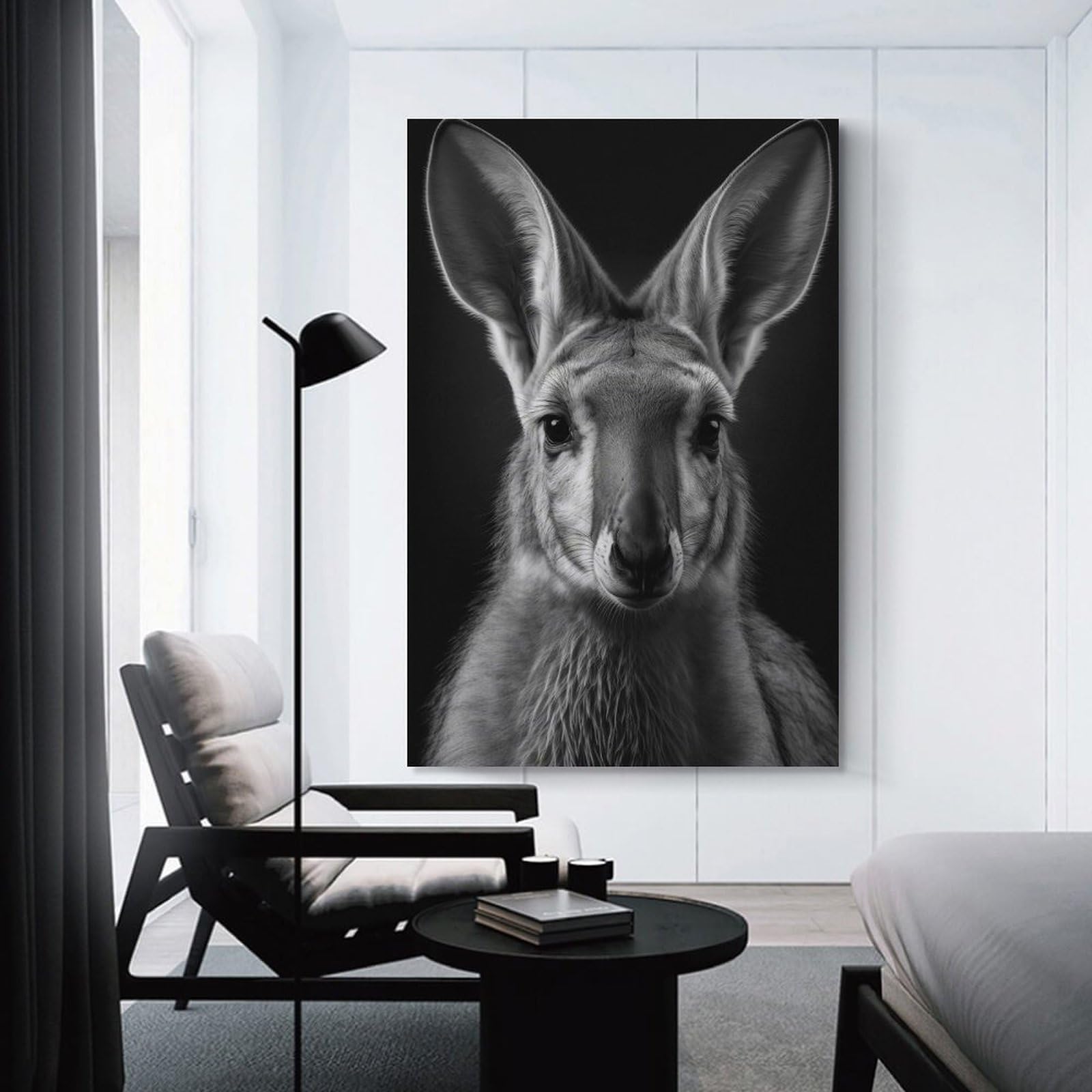 Junmoney Hanging Wall Art Portrait of A Kangaroo, 24x36inch(60x90cm), for Contemporary Homes, Apartments Or Offices, Stylish Wall Art for Fresh Spaces