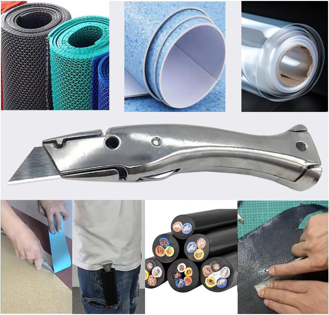 Dolphin Shaped Stainless Steel Knife Dolphin PVC Zinc-aluminum Alloy Handle Roll Floor Cutter Knife Wallpaper Carpet Cutting Tool with 10pcs Blade (8)
