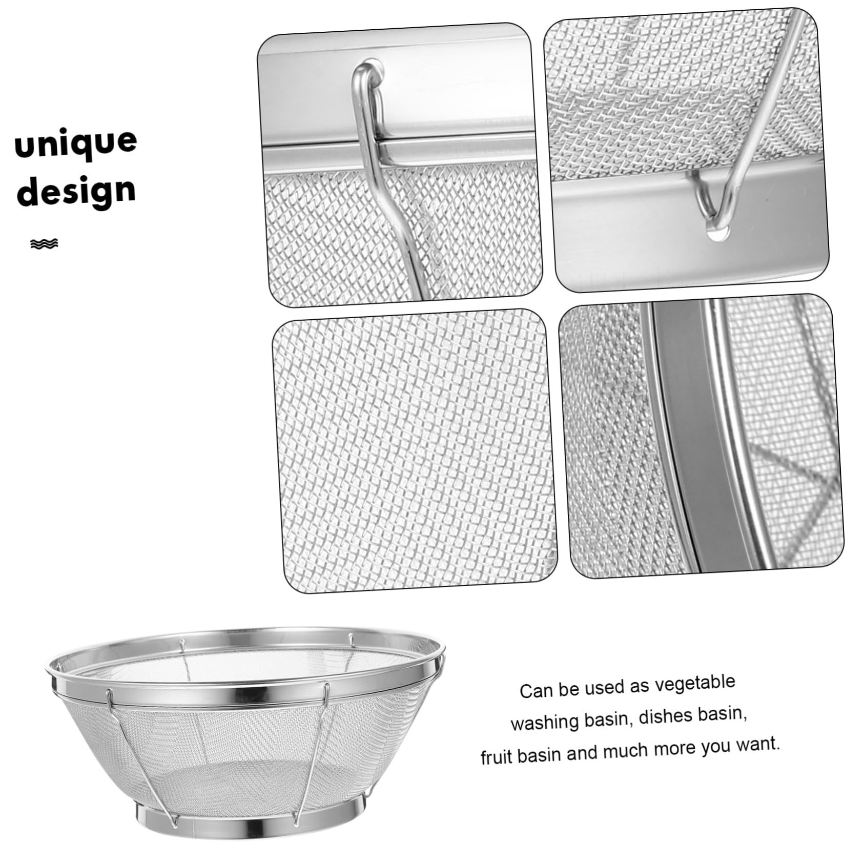 PRETYZOOM 4 Pz Setaccio lava riso in acciaio inox kep drain basket colino per frutta colino scola riso cesto per il lavaggio della frutta scolapasta da cucina Acciaio inossidabile