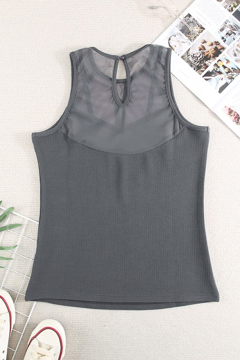 Canotte sexy da donna in maglia trasparente girocollo senza maniche gilet estivo camicia top