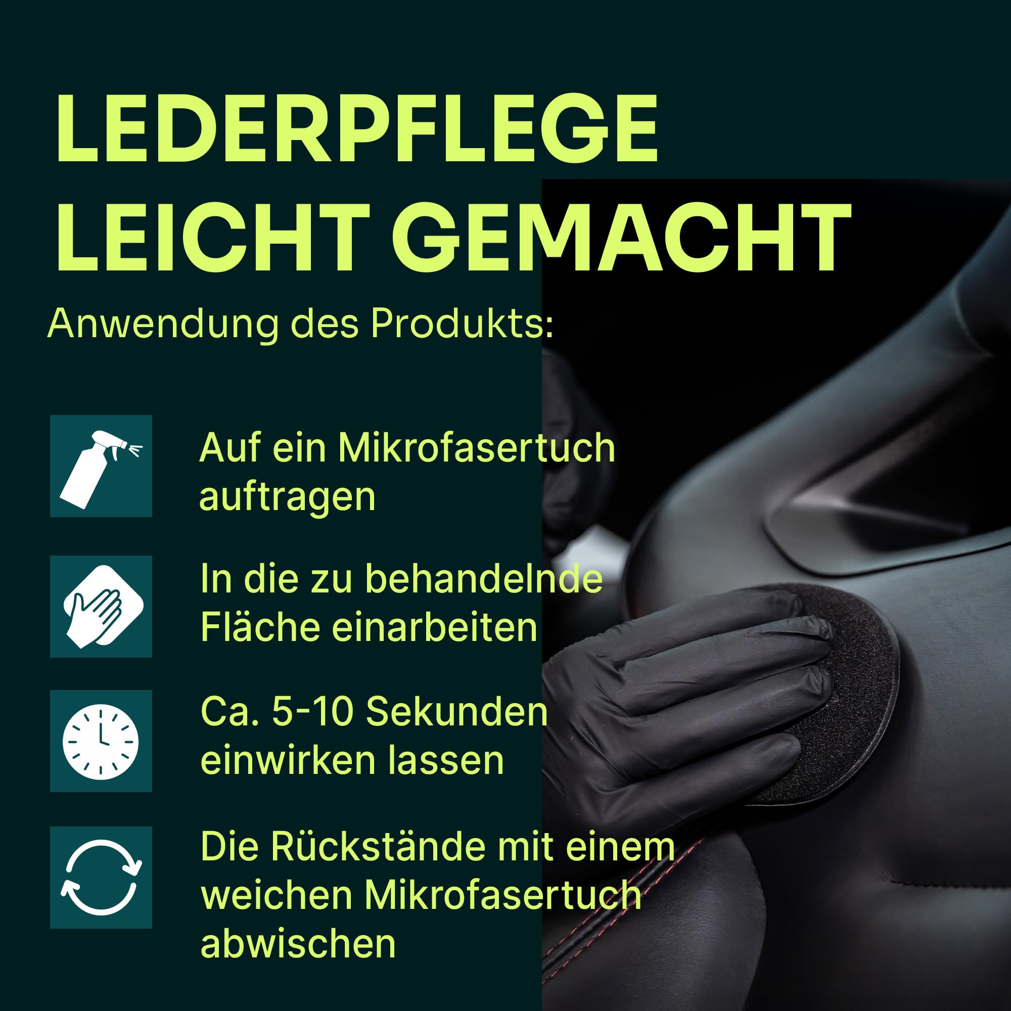 Liquid Elements Leder-Set, Leather Clean & Care 500ml + Zubehör | Sanfte Lederpflege für Auto, inkl. 5x Value Microfasertuch, Leder- & Textilbürste
