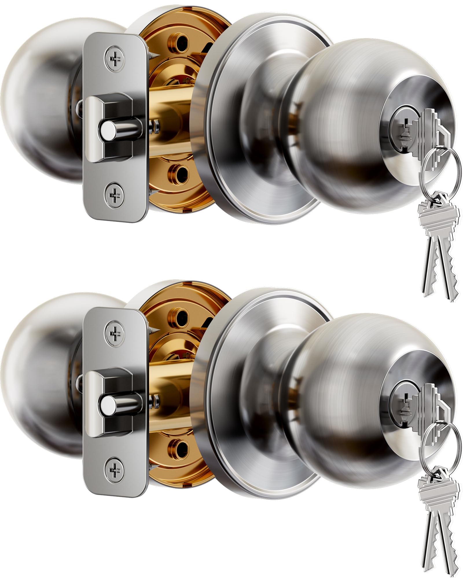 Veise 3-Pack Keyed Alike Entry Door Knobs - Satin Nickel -17