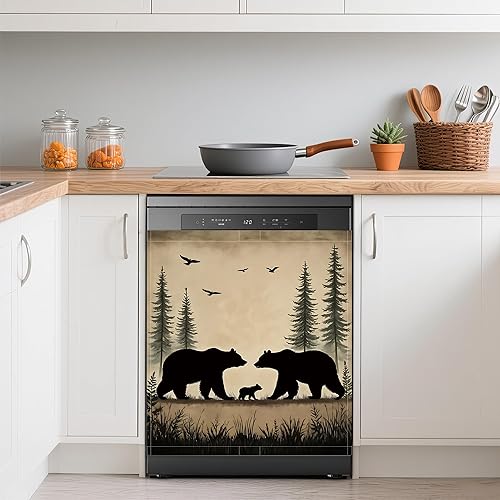 Miniatura 12 de Cubierta decorativa de imanes para lavavajillas de los años 70, diseño floral retro, impermeable, magnético, para lavavajillas, cubierta magnética