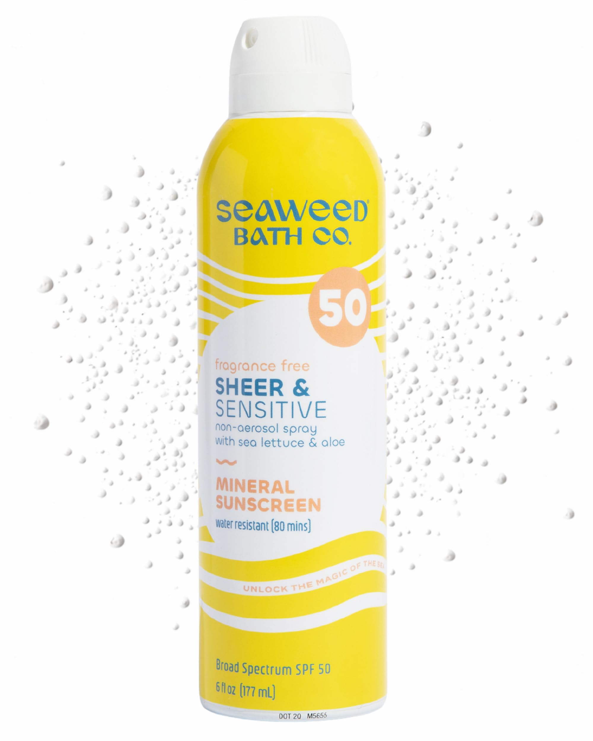 Seaweed Bath Co. Sheer Mineral Sensitive SPF 50 Broad Spectrum Sunscreen Spray - Fragrance Free, Non-Nano, Skin-Friendly Formula - 6 oz