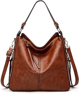 Large Hobo Crossbody Bag for Women, Vegan PU Leather Shoulder Purse with Multi Pockets, Adjustable Strap, Vintage Style