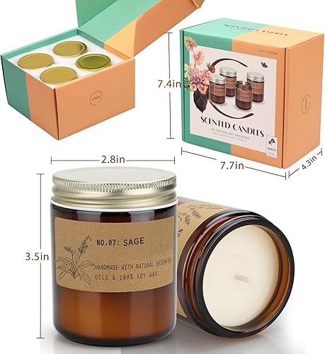 Miniatura 6 de Velas de aromaterapia para el hogar, juego de velas de regalo para aliviar el estrés, meditación, yoga, spa, relajantes, velas en tarro de ámbar
