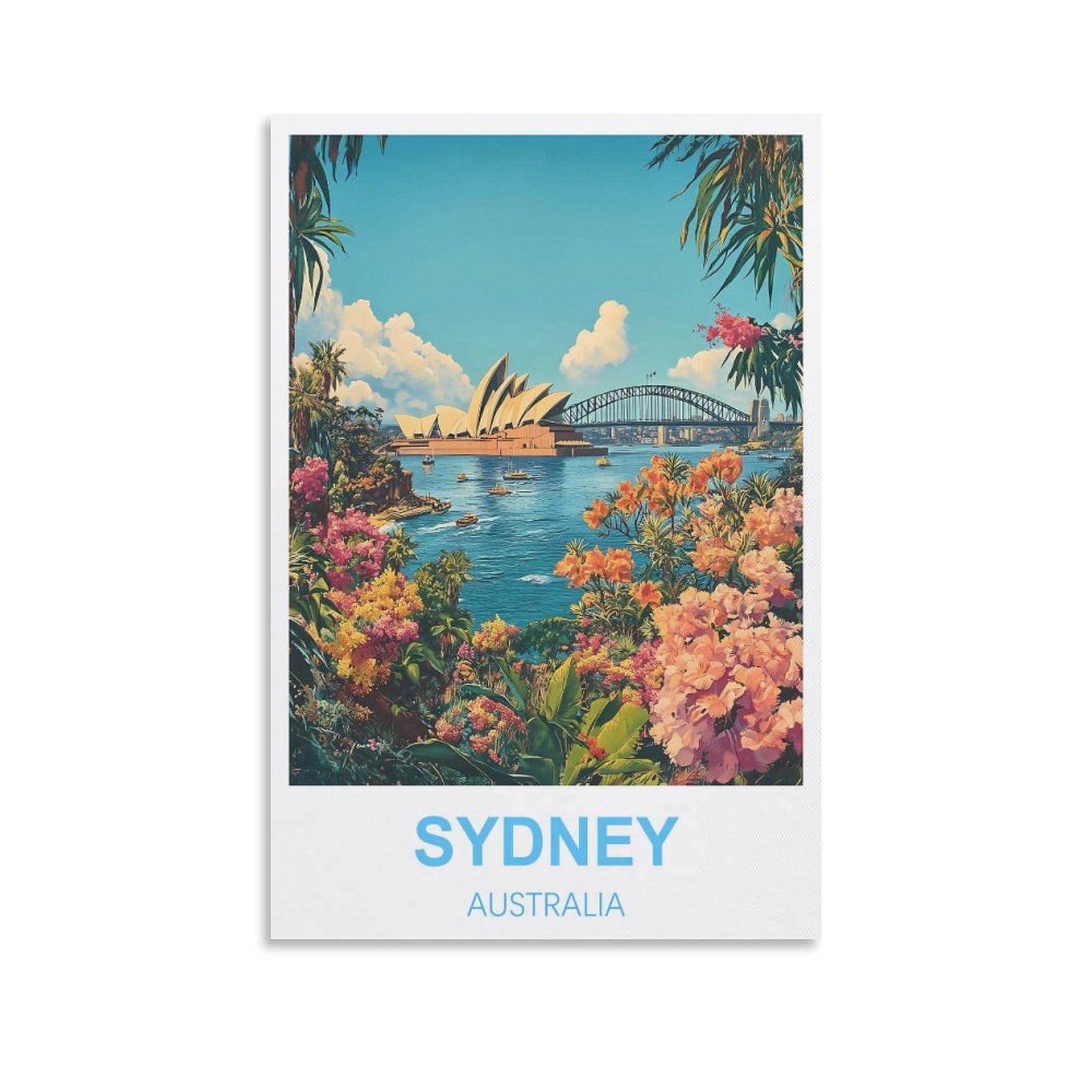 FJIWECWSQ Sydney Australia Vintage Travel Poster 08x12inch(20x30cm) Canvas Wall Art Painting Prints