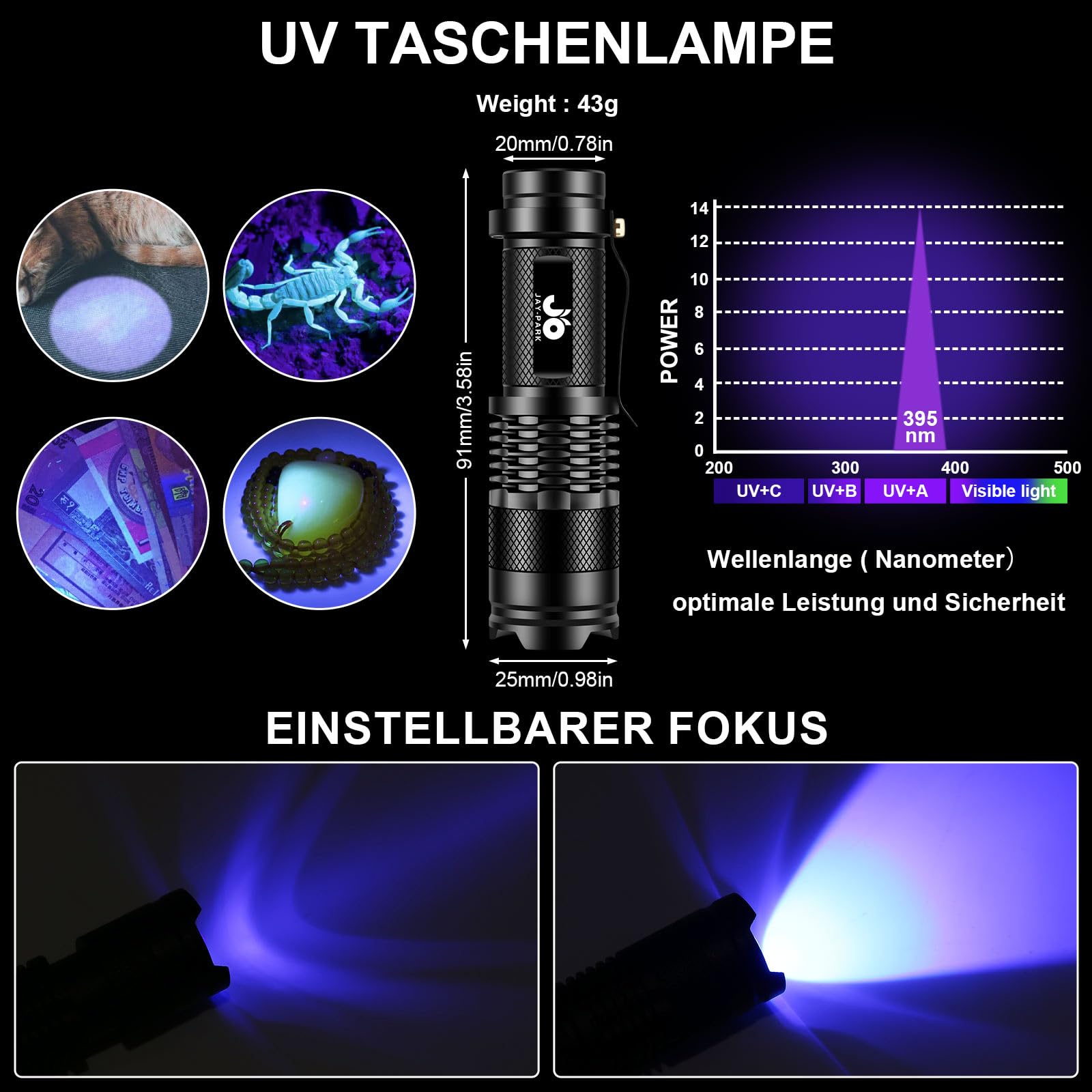 JAY-PARK Torcia LED Ricaricabile 500000 Lumen, Torcia LED Potente Professionale 5 Modalità Di Luce Con, Torcia Tattica Usb Con Fondina Per Campeggio, Emergenze, Portare A Spasso Un Cane