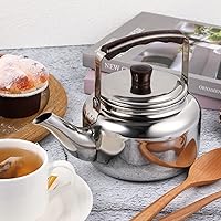Vista 2 de STOBAZA Hervidor de té silbante de acero inoxidable de 1 litro para estufa, cuello de cisne, tetera silbante, tetera para estufa