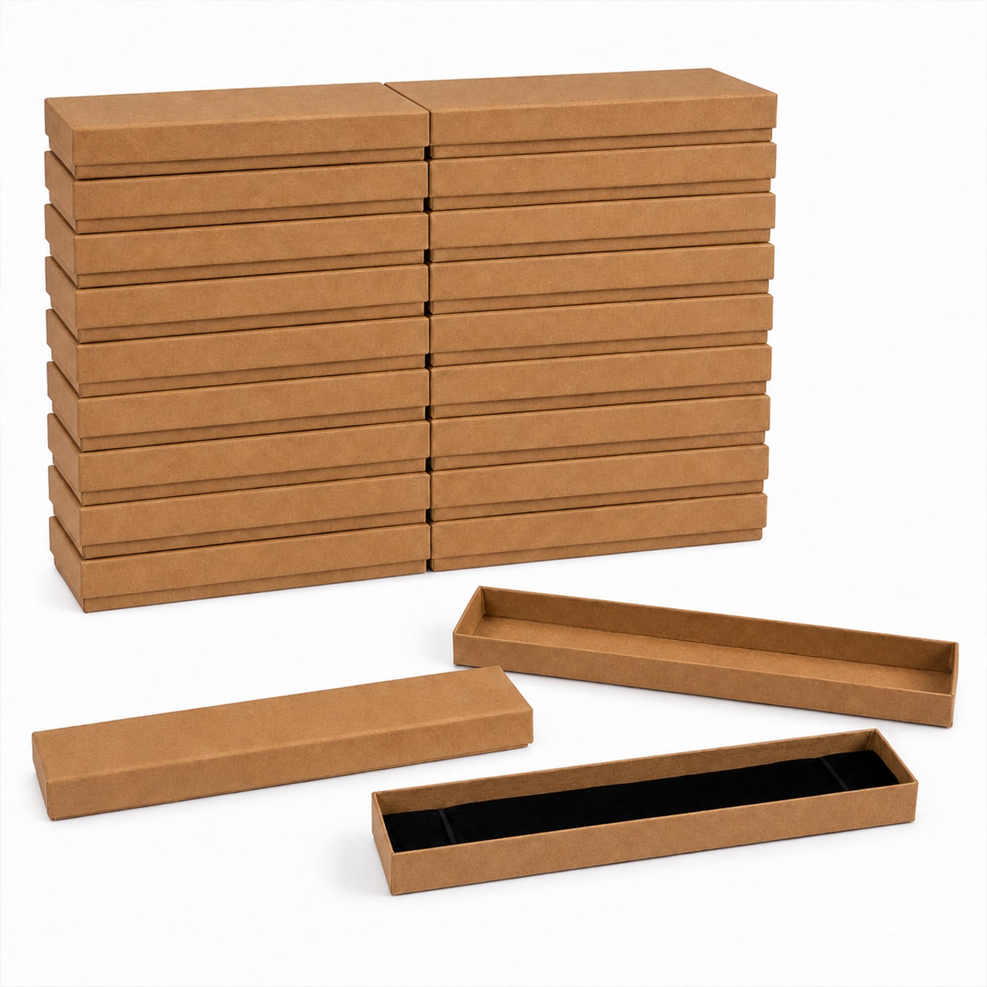 Emartbuy Ensemble de 96 Marron Carré Boîtes à Bijoux en Carton, Boite Cadeau pour Les Anniversaires, Les Mariages,Taille- 21 cm x 4 cm x 1.8 cm