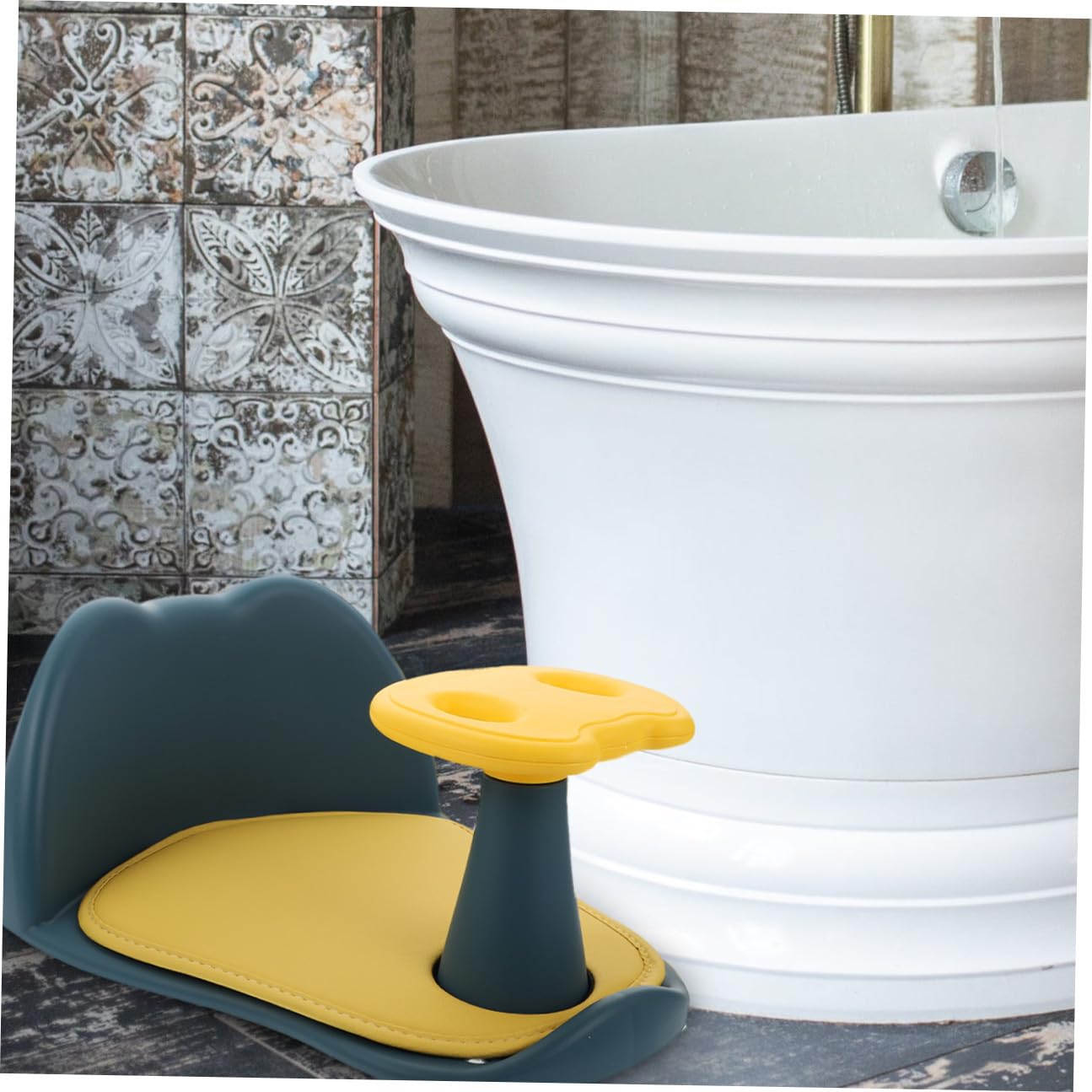 Siège de Bain Bébé 0-6 Mois Bleu PP Dossier Haut pour Baignoire