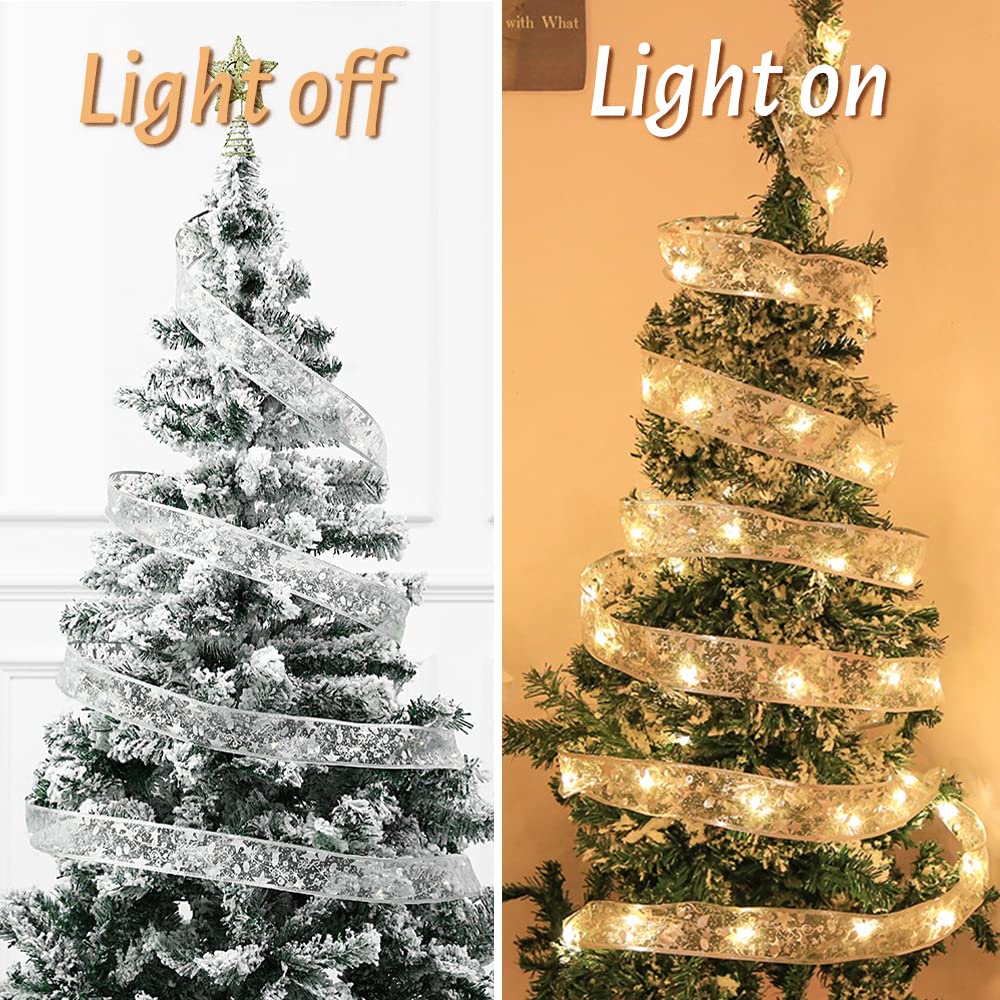 Seasboes Nastro di Natale, decorazione per albero di Natale, 5 m, in pizzo, decorazione per Natale, giardino, vacanze, feste, decorazione dell'albero di Natale (B