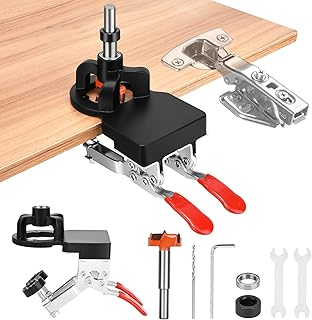 Yamvisa 35mm Hinge Jig Upgraded Concealed Hinge Jig Drilling Hole Puncher, Accurate Woodworking Dowel Jig Drill Guide Locator for Door Cabinet Installation