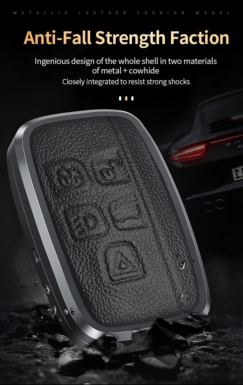 SANRILY 1pcs for Range Rover Key Cover Full Protection Metal Leather Key Fob Case fit for Land Rover Discovery Sport LR4 Jaguar Keyless Keychain Holder-Black - Image 5