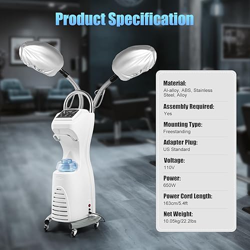 Miniatura 7 de Vaporizador profesional para el cabello, máquina de teñir el cabello, 110 V, 650 W, 7 en 1, sala rodante, ozono, cuidado del cabello, vaporizador de