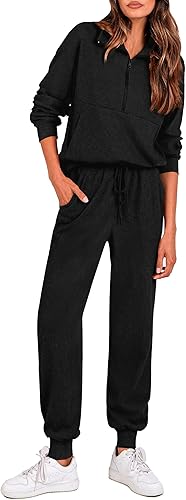 PRETTYGARDEN Women's Fall 2 Piece Lounge Sets Zip Up Sweatshirt Jogger Pants Sweat Track Suits Travel Outfit Winter Clothing