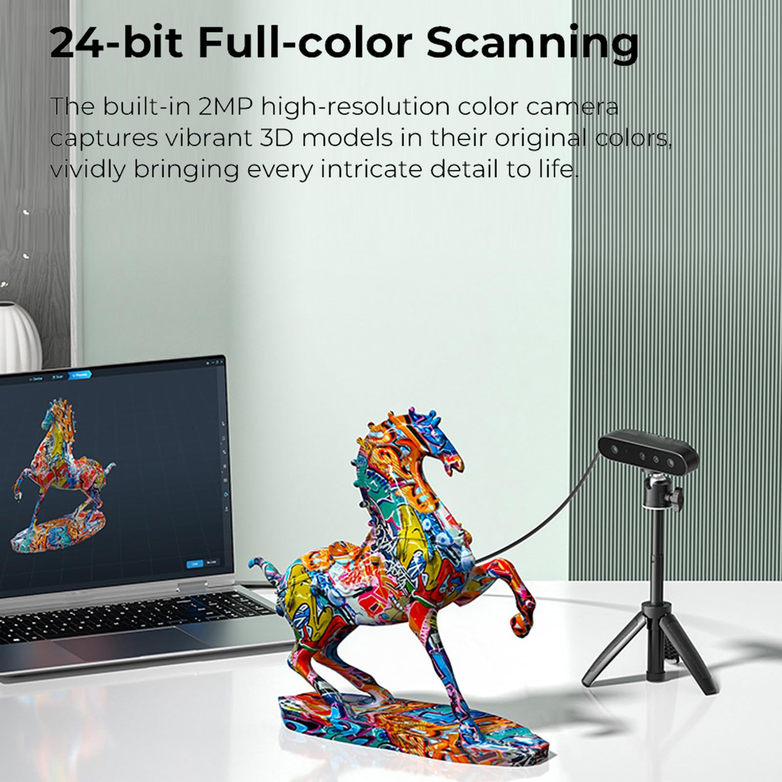 Fockety 3D-Scanner für 3D-Druck, bis zu 0,01 mm präziser Desktop-Handscanner mit Anti-Shake-Tracking und Vollfarbscan für nicht reflektierende Objekte aus schwarzem Metall