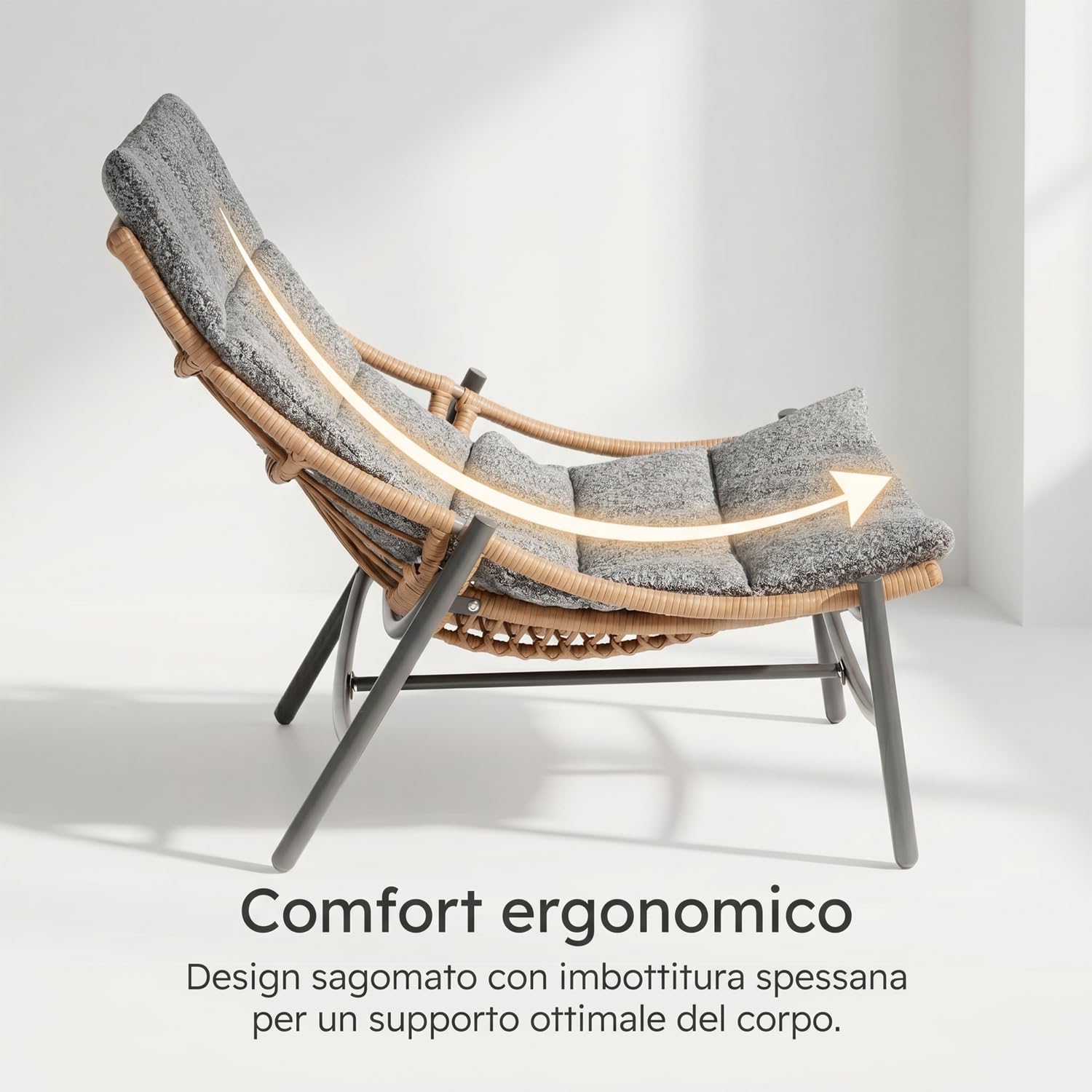 Marvin Set da Giardino 2 Posti in Polyrattan con Cuscini e Tavolino Spa, Salottino da Esterno Moderno per Terrazzo Balcone Veranda Patio, Set Relax Outdoor Resistente alle Intemperie
