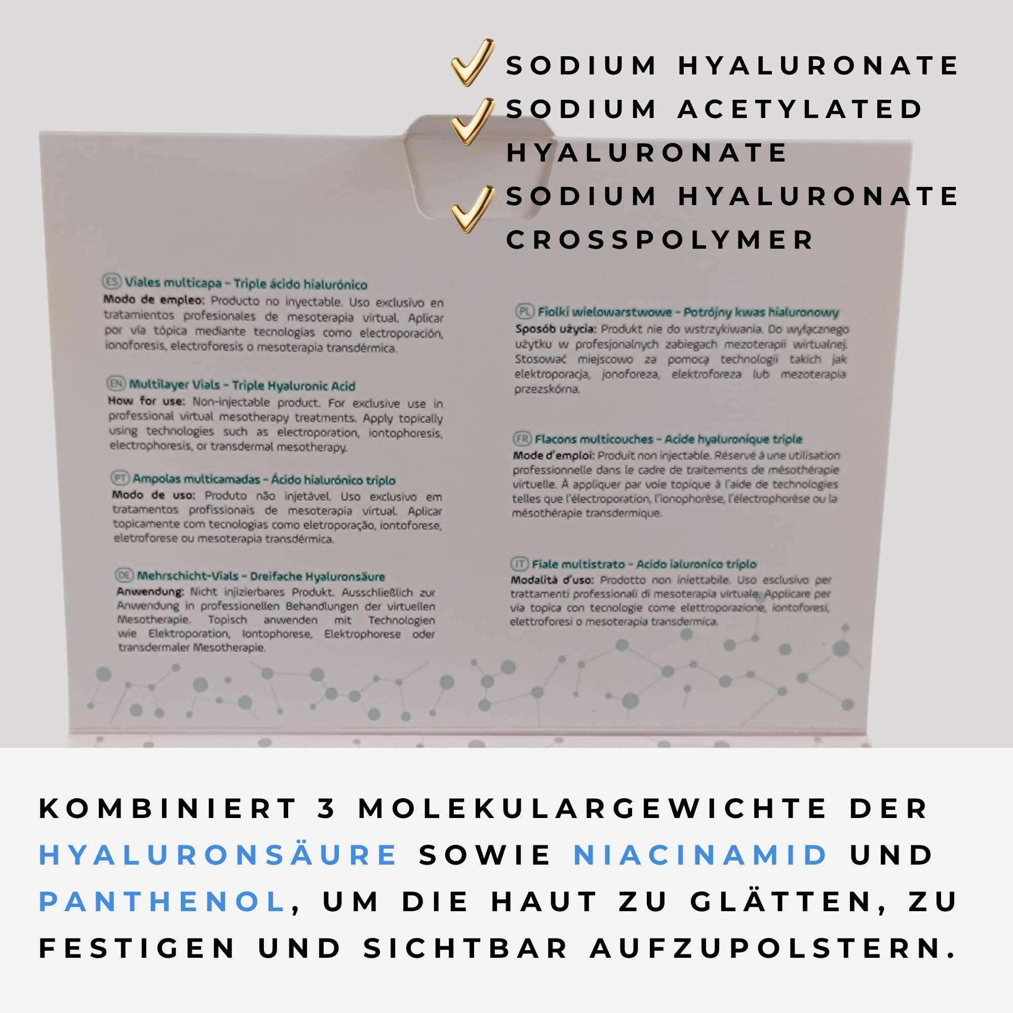 KFS Dreifach- Hyaluron Serum Hochdosiert – Microneedling Serum für Gesicht & Dermaroller – Lifting, Straffung, Faltenreduktion & Tiefenhydration – Mit Pantenol & Niacinamid – Nicht injizierbar. 10x5ml | Microneedling Serum für Gesicht & Dermaroller. Lifti