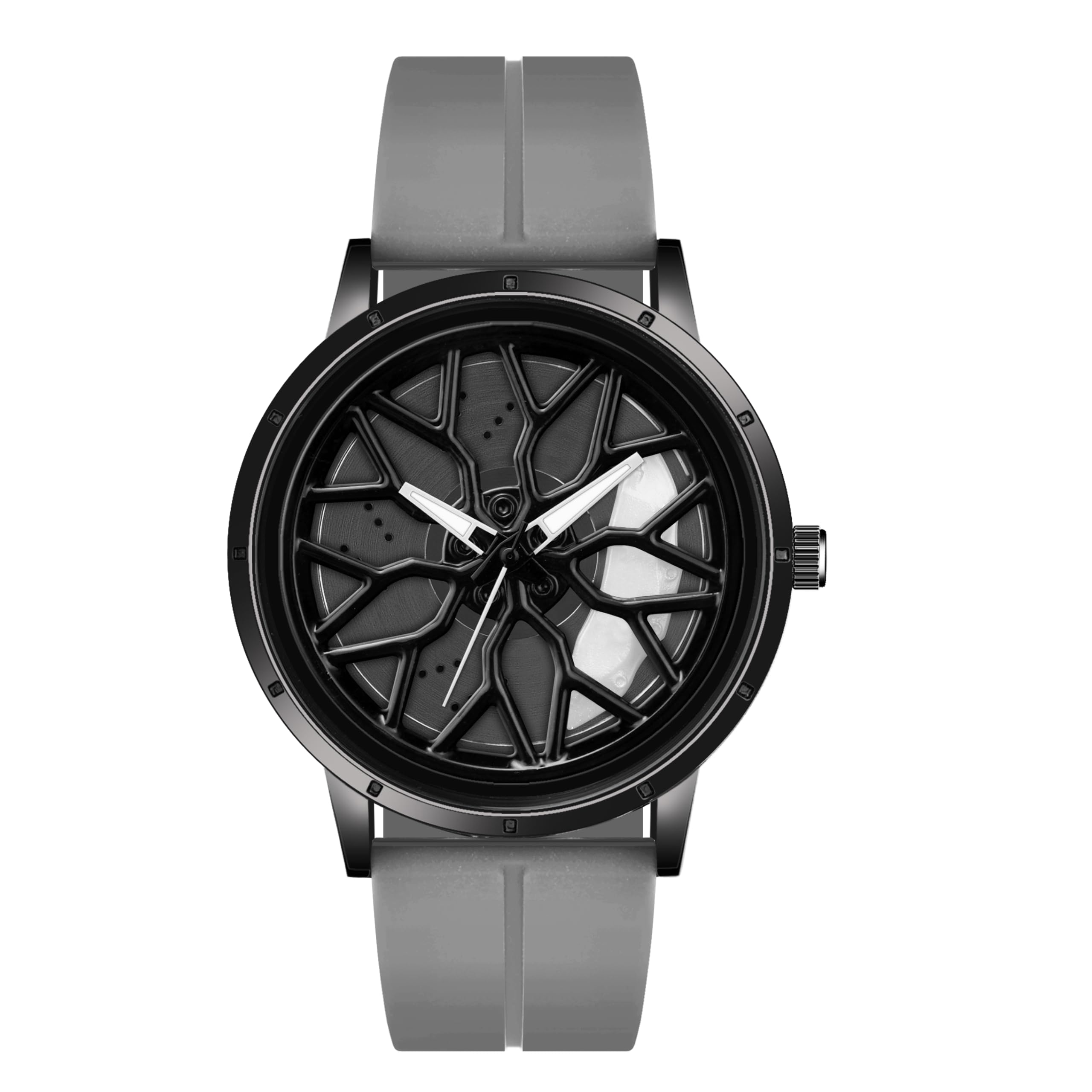Shocknshop RevolveX Rotating Hollow Wheel Hub Creative Fashion Analog Silicone Magnetic Strap Wrist Watch for Men Boys -WCH368